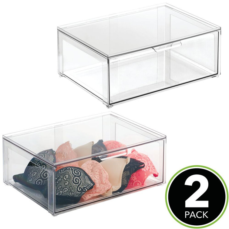 Mdesign Stackable Closet Storage Bin Box With Lid 2 Pack Clear